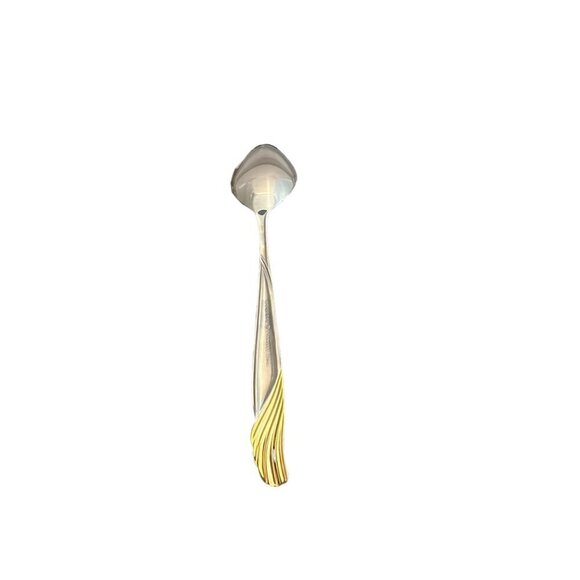 Cambridge Stainless Florentine Set of 4 Teaspoons Small Spoon Silver Gold 6 1/8" - Picture 4 of 6